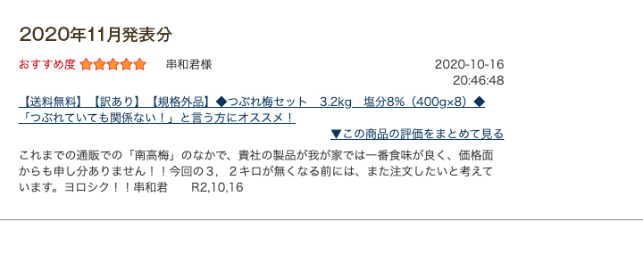 レビュー賞11月