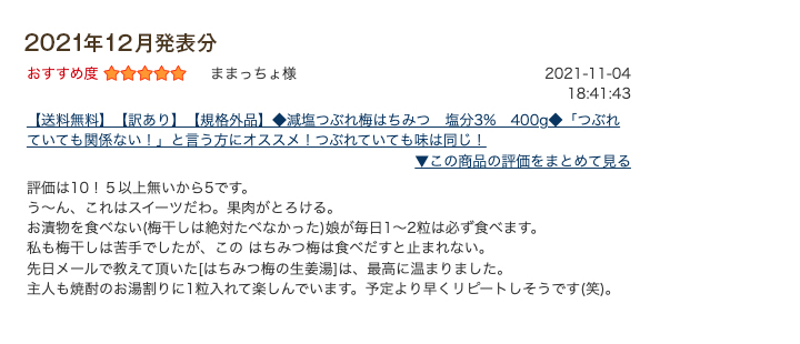 レビュー賞12月