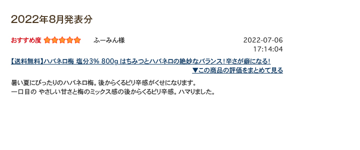 レビュー賞8月