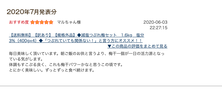 レビュー賞7月