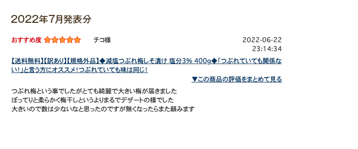 レビュー賞7月