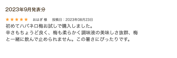 レビュー賞9月