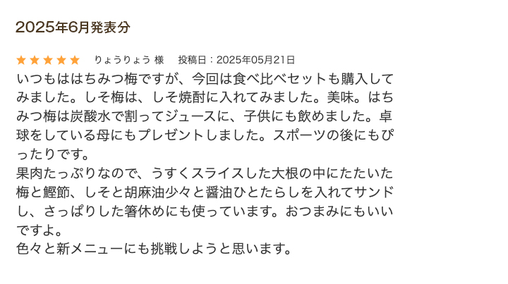 レビュー賞6月