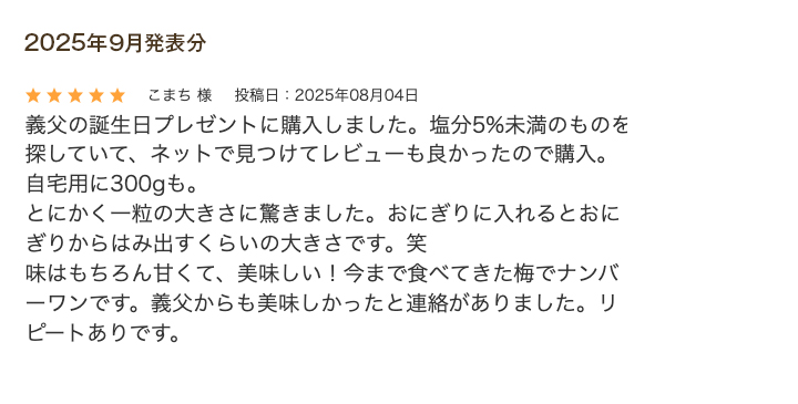 レビュー賞9月